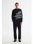 Erkek Siyah Bisiklet Yaka Pamuklu Baskılı Sweatshirt A42y1285 5