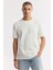 Erkek Beyaz Bisiklet Yaka Pamuklu Jakarlı Elastan T-shirt A51y1122 6