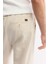 Erkek Bej Relaxed Fit Beli Bağcıklı Keten Karışımlı Chino Pantolon B003036 5