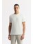 Erkek Beyaz Baskılı Bisiklet Yaka İnterlok T-Shirt A41Y1174 1