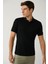 Erkek Siyah %100 Pamuk 3 Düğmeli Jakarlı Polo Yaka Regular Fit T-Shirt A41Y1354 1