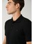 Erkek Siyah %100 Pamuk 3 Düğmeli Jakarlı Polo Yaka Regular Fit T-Shirt A41Y1354 2