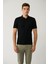 Erkek Siyah %100 Pamuk 3 Düğmeli Jakarlı Polo Yaka Regular Fit T-Shirt A41Y1354 3