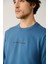 Erkek İndigo Bisiklet Yaka İnterlok Baskılı Sweatshirt A41Y1246 2