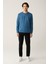 Erkek İndigo Bisiklet Yaka İnterlok Baskılı Sweatshirt A41Y1246 5