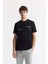 Erkek Siyah Bisiklet Yaka Gofre Baskılı İnterlok T-Shirt A51Y1003 1