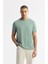 Erkek Nil Yeşili Regular Fit Bisiklet Yaka Puff Print T-Shirt A51Y1004 1
