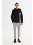 Erkek Siyah Bisiklet Yaka Pamuklu Baskılı Elastan Sweatshirt A42Y1246 5