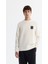 Erkek Ekru Bisiklet Yaka Pamuklu Baskılı Elastan Sweatshirt A42y1286 1