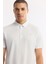 Erkek Beyaz Kırılmaz Polo Yaka Magnet Düğme Teknik Kumaş T-Shirt A51Y1155 2