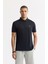 Erkek Siyah Kırılmaz Polo Yaka Magnet Düğme Teknik Kumaş T-Shirt A51Y1155 1