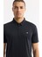 Erkek Siyah Kırılmaz Polo Yaka Magnet Düğme Teknik Kumaş T-Shirt A51Y1155 2