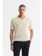 Erkek Bej %100 Pamuk Polo Yaka Düğmesiz Ajurlu Triko T-shirt A51y5166 2