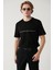 Erkek Siyah Bisiklet Yaka Baskılı Interlok T-shirt A41y1132 1