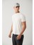 Erkek Beyaz Bisiklet Yaka Baskılı Soft Touch T-shirt A41y1032 1
