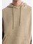 Erkek Bej Kapüşonlu Baskılı Elastan Sweatshirt A42y1332 3