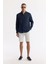 Erkek Lacivert Comfort Fit %100 Keten Düğmeli Yaka Gömlek B002191 6