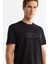 Erkek Siyah Bisiklet Yaka Baskılı Elastan T-shirt A42y1007 2