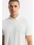 Erkek Beyaz Kırılmaz Polo Yaka Magnet Düğme Teknik Kumaş T-Shirt A51Y1156 2