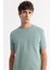 Erkek Nil Yeşili Regular Fit Bisiklet Yaka Önü Jakar Detaylı Rayon Triko T-shirt A51Y5004 2