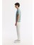 Erkek Nil Yeşili Regular Fit Bisiklet Yaka Önü Jakar Detaylı Rayon Triko T-shirt A51Y5004 3