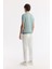 Erkek Nil Yeşili Regular Fit Bisiklet Yaka Önü Jakar Detaylı Rayon Triko T-shirt A51Y5004 4