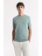 Erkek Nil Yeşili Regular Fit Bisiklet Yaka Önü Jakar Detaylı Rayon Triko T-shirt A51Y5004 5