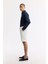 Erkek Kırık Relaxed Fit Beyaz Beli Lastikli Dokulu Teos Şort B003731 2