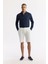 Erkek Kırık Relaxed Fit Beyaz Beli Lastikli Dokulu Teos Şort B003731 5