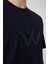 Erkek Lacivert Bisiklet Yaka Baskılı Soft Touch T-shirt A41y1037 5