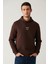 Erkek Kahverengi Kapüşonlu 3 Iplik Şardonlu Baskılı Sweatshirt A41y1247 1