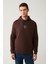 Erkek Kahverengi Kapüşonlu 3 Iplik Şardonlu Baskılı Sweatshirt A41y1247 3