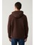 Erkek Kahverengi Kapüşonlu 3 Iplik Şardonlu Baskılı Sweatshirt A41y1247 4