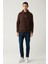 Erkek Kahverengi Kapüşonlu 3 Iplik Şardonlu Baskılı Sweatshirt A41y1247 5