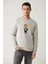 Erkek Gri Bisiklet Yaka Interlok Baskılı Sweatshirt A41y1248 1