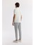 Erkek Beyaz Regular Fit Fermuarlı Polo Yaka Jakarlı T-Shirt A51Y1059 4