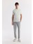 Erkek Beyaz Regular Fit Fermuarlı Polo Yaka Jakarlı T-Shirt A51Y1059 6