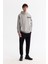 Erkek Gri Kapüşonlu Pamuklu Baskılı Elastan Sweatshirt A42y1289 5
