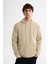 Erkek Bej Kapüşonlu Baskılı Elastan Sweatshirt A42y1332 7