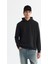Erkek Siyah Kapüşonlu Baskılı Elastan Sweatshirt A42y1332 1