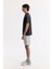 Erkek Siyah Regular Fit Bisiklet Yaka Geometrik Desenli Bloklu Teknik Kumaş Detaylı T-shirt A51Y1160 3