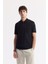 Erkek Siyah %100 Pamuk Hızlı Kuruyan Kıvrılmayan Polo Yaka T-Shirt B001032 1