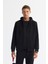 Erkek Siyah Regular Fit Kapüşonlu İnterlok Kumaş Fermuarlı Sweatshirt B001102 1