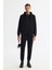 Erkek Siyah Regular Fit Kapüşonlu İnterlok Kumaş Fermuarlı Sweatshirt B001102 5