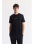 Erkek Siyah Bisiklet Yaka Hologram Baskılı İnterlok T-Shirt A51Y1006 1