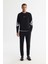 Erkek Siyah Bisiklet Yaka Pamuklu Baskılı Elastan Sweatshirt A42y1256 5