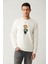 Erkek Ekru Bisiklet Yaka Interlok Baskılı Sweatshirt A41y1248 1