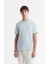 Erkek Açık Mavi Regular Fit Bisiklet Yaka Hologram Baskılı Interlok T-shirt A51y1132 1