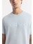 Erkek Açık Mavi Regular Fit Bisiklet Yaka Hologram Baskılı Interlok T-shirt A51y1132 2