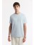 Erkek Açık Mavi Regular Fit Bisiklet Yaka Hologram Baskılı Interlok T-shirt A51y1132 5
